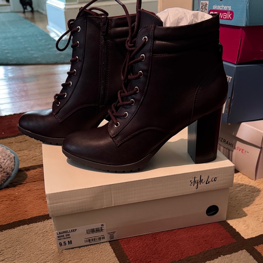 Style & Co. Women's Chocolate Lace Up Boots